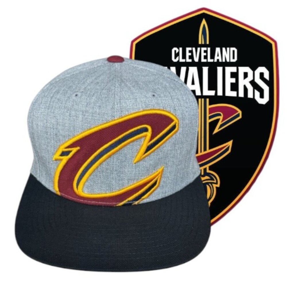 NWOT Mitchell & Ness Cleveland Cavaliers Gray Burgundy Gold Snapback Hat Cap